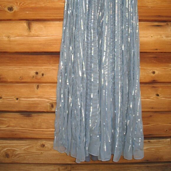 Mac Duggal 5509 Womens Blue Sequin Wrap Over 3/4 Sleeve Gown - Picture 11 of 14